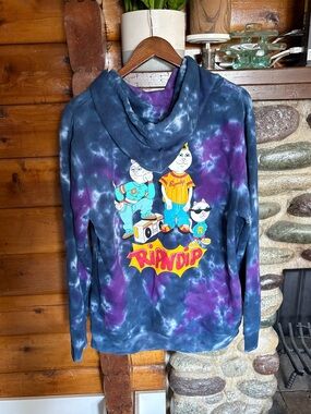 RIPNDIP Tie Dye Hoodie Sweater Lord Nermal Graphic Skate Streetwear Medium